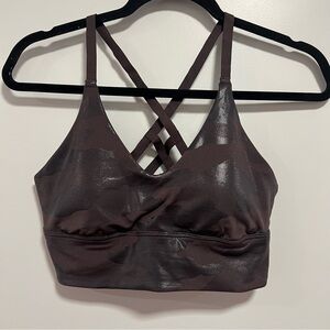 Aerie OFFLINE Strappy Sports Bra Brown/Black Camo Sheen Medium NWOT